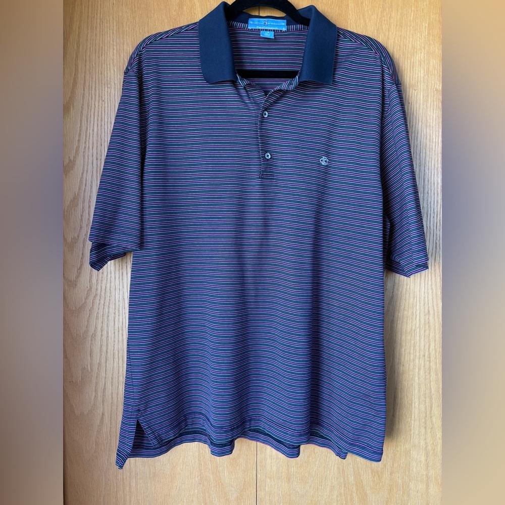 Fairway & Greene Men’s Short Sleeve Polo Golf Shirt-Size: L-Color: Blue Stripe